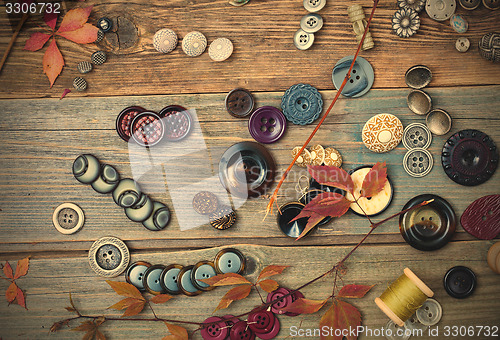 Image of placer of colorful vintage buttons