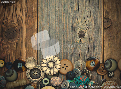 Image of set of vintage buttons with copy space