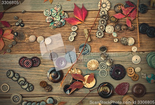 Image of placer of colorful vintage buttons