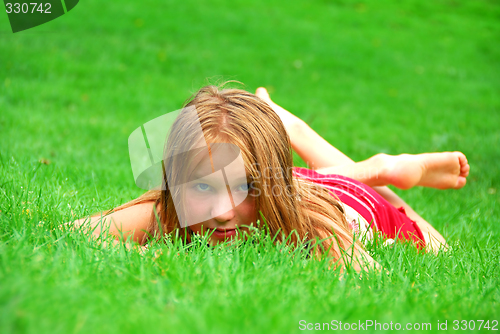 Image of Young girl grass