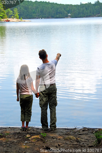 Image of Father daughter lake