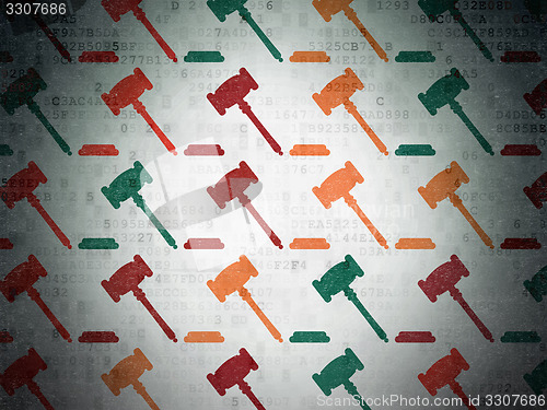 Image of Law concept: Gavel icons on Digital Paper background