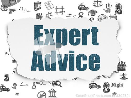Image of Law concept: Expert Advice on Torn Paper background