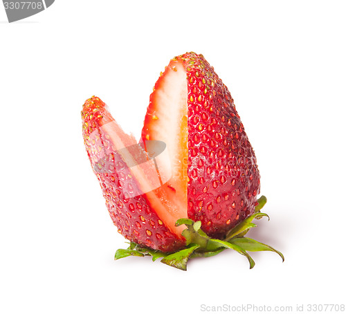 Image of Juicy ripe strawberries with a cut segment