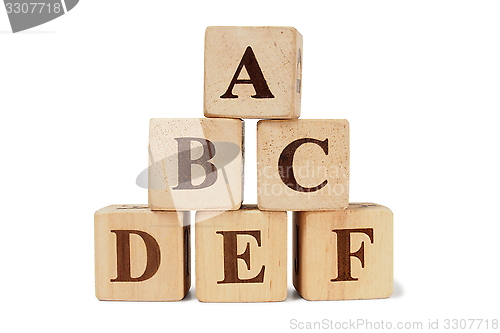 Image of Wooden blocks with ABCDEF letters