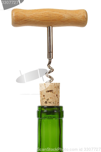 Image of Wine bottle with corkscrew