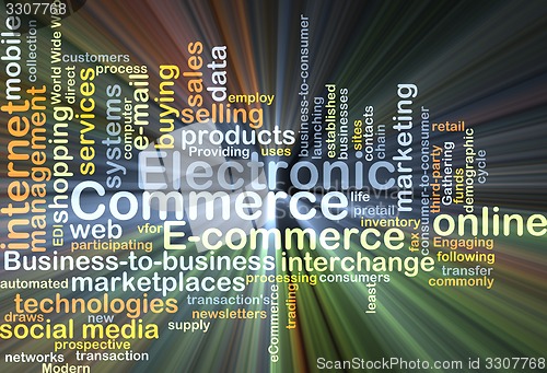 Image of Electronic commerce background concept glowing