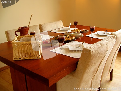 Image of Set table with Spanish tapas served