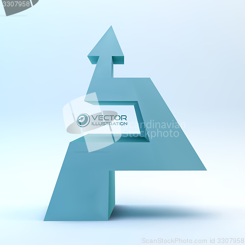 Image of 3D arrow. Vector illustration.