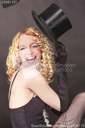 Image of Amusing woman with top hat