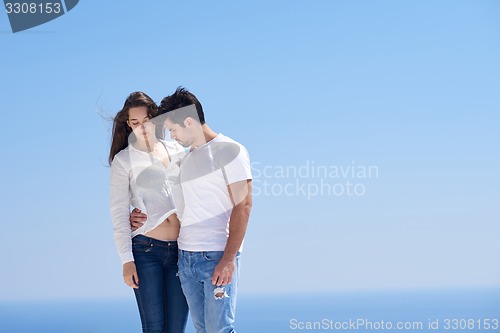 Image of happy young romantic couple have fun arelax  relax at home