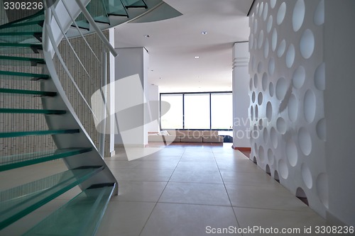 Image of modern glass spiral staircase