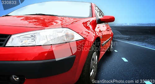 Image of Red Sport Car on a HighWay