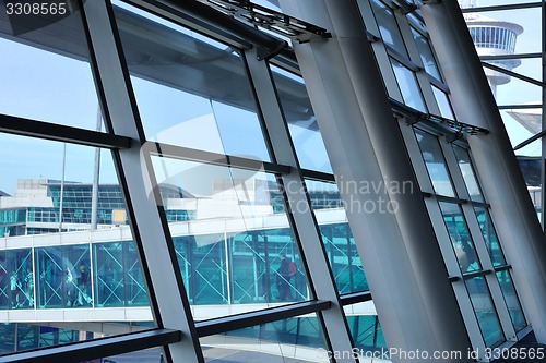 Image of metal window of airport