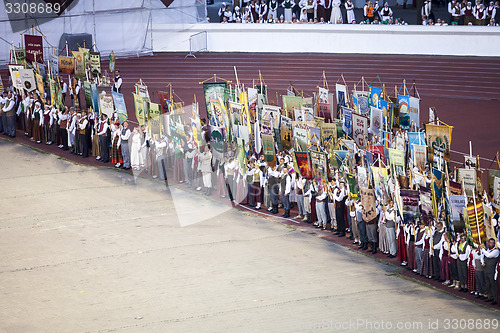 Image of Participants of Grand Dance Performance of the Latvian Nationwid