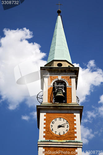 Image of church   olgiate olona   italy the old   clock and bell tower