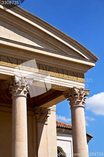 Image of  in italy   olgiate  varese  the old wall  church and column