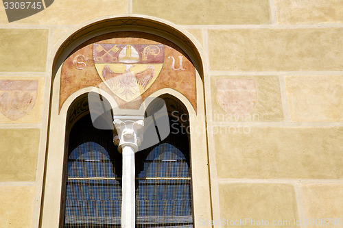 Image of tradate italy abstract  window monument curch mosaic in the yell