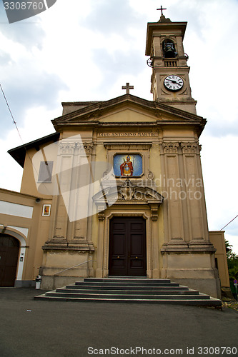 Image of church caiello italy the  window  clock and bell tower