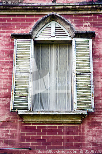 Image of venegono varese italy abstract  window      concrete  red
