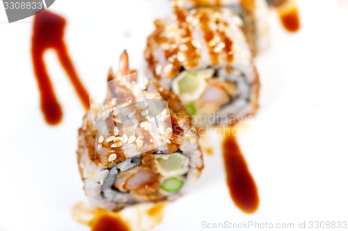 Image of fresh sushi choice combination assortment selection 