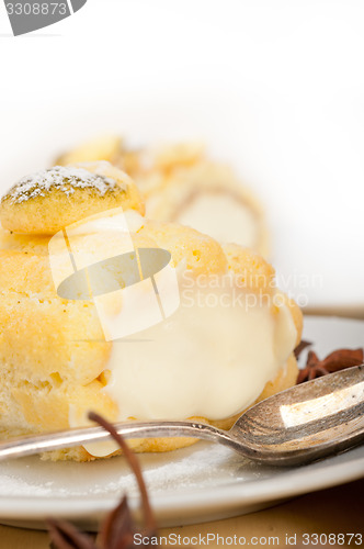 Image of cream roll cake dessert and spices 