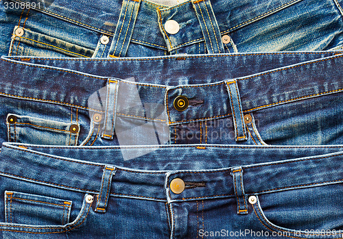 Image of Blue jeans in stack
