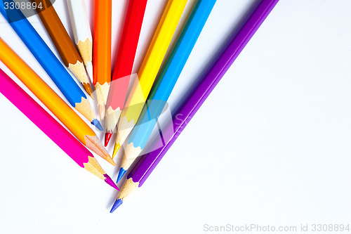 Image of set of colored pencils on white