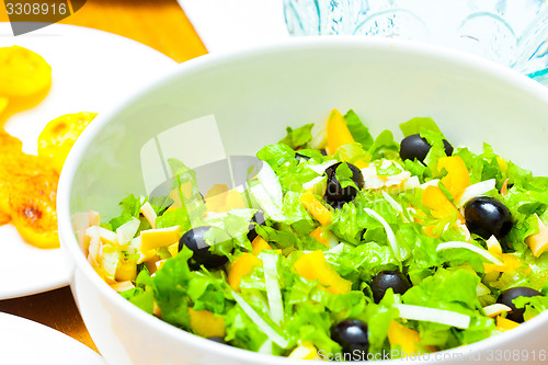 Image of Assorted green leaf lettuce with squid