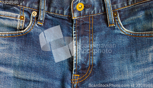 Image of blue jeans, front view