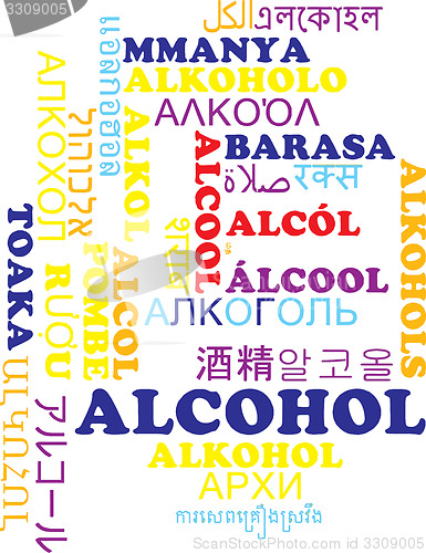Image of Alcohol multilanguage wordcloud background concept