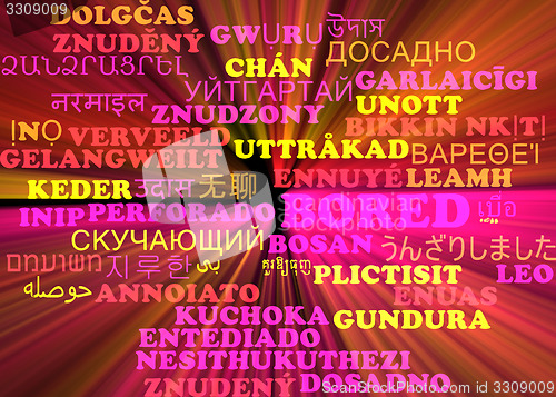 Image of Bored multilanguage wordcloud background concept glowing