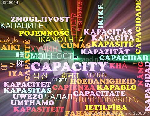 Image of Capacity multilanguage wordcloud background concept glowing