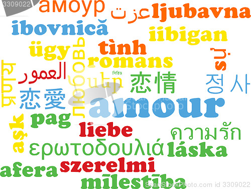 Image of Amour multilanguage wordcloud background concept