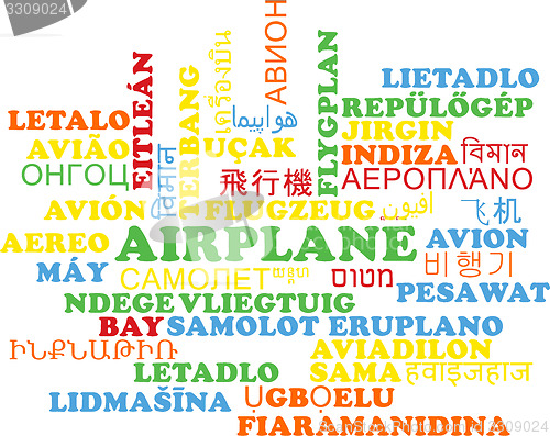 Image of Airplane multilanguage wordcloud background concept