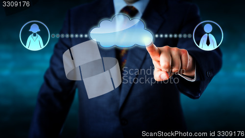 Image of Connecting With Office Workers Via A Blank Cloud