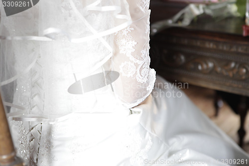 Image of lace on wedding dress