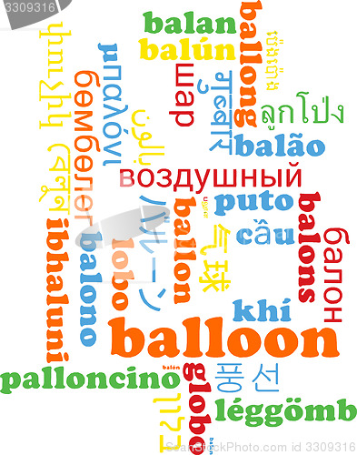 Image of Balloon multilanguage wordcloud background concept