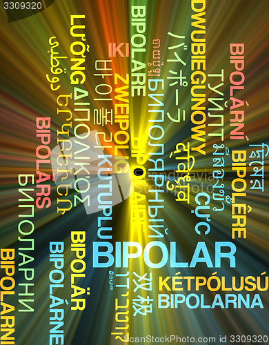 Image of Bipolar multilanguage wordcloud background concept glowing