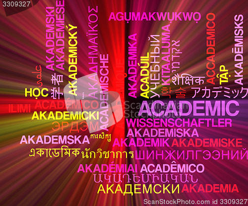 Image of Acedemic multilanguage wordcloud background concept glowing