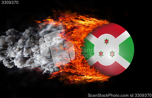 Image of Flag with a trail of fire and smoke - Burundi