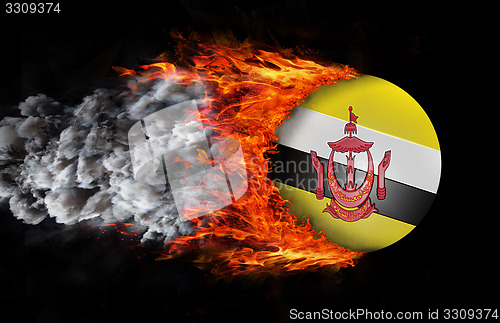 Image of Flag with a trail of fire and smoke - Brunei