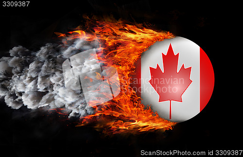 Image of Flag with a trail of fire and smoke - Canada