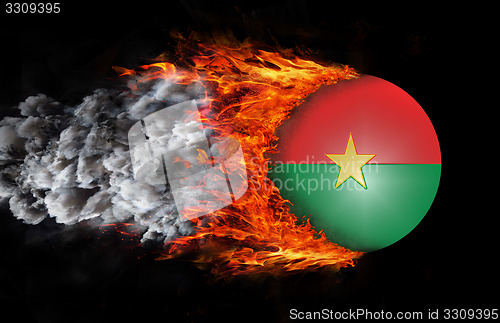 Image of Flag with a trail of fire and smoke - Burkina Faso