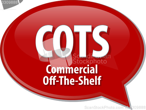 Image of COTS acronym definition speech bubble illustration