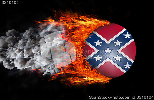 Image of Flag with a trail of fire and smoke - Confederate flag