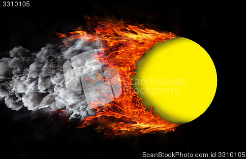 Image of Ball with a trail of fire and smoke - yellow