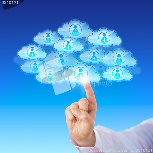 Image of Finger Contacting Workforce Via Cloud