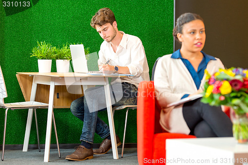 Image of Working in a business lounge