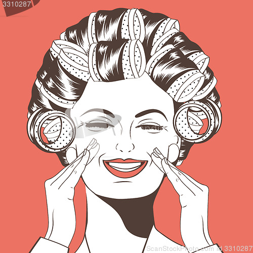 Image of Woman with curlers in their hair